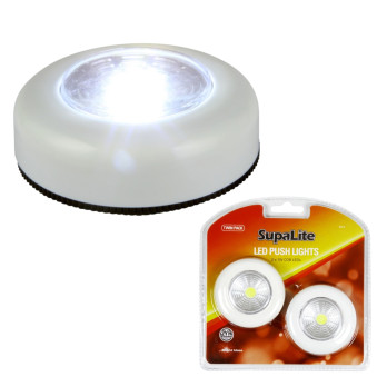 Securlec LED Push Light Twin Pack Ideal for sheds garages caravans cupboards wardrobes