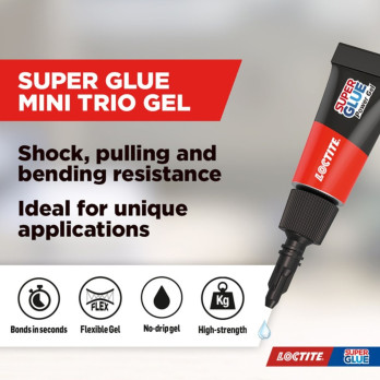 Loctite Super Glue Power Gel Mini Trio 3 x 1g