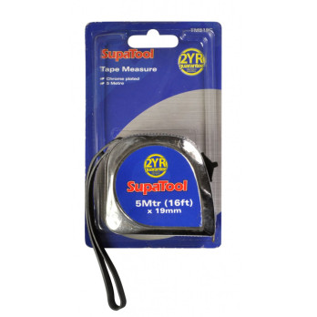 SupaTool Chrome Plated Tape Measure 5m x 19mm