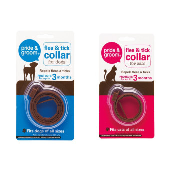 Pride & Groom Flea & Tick Collar For Dogs Puppies Cats & Kittens  3 months protection