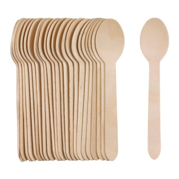 Chef Aid Wooden Cutlery Spoons Pack of 24 Eco-friendly birchwood spoons - lightweight