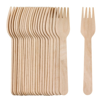 Chef Aid Wooden Cutlery Forks Pack of 24 Eco-Friendly Material perfect for parties and picnics