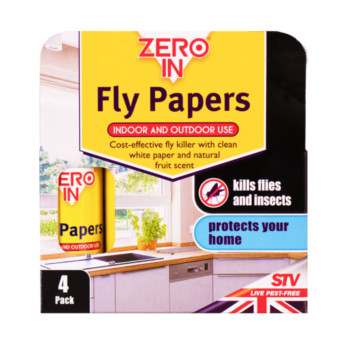 Zero In Fly Papers 4 Pack kills over 30% more flies than other brands for indoor & outdoor