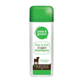 Pride & Groom Flea & Tick Doggie Shampoo 300ml with natural essential oils safe for all dogs