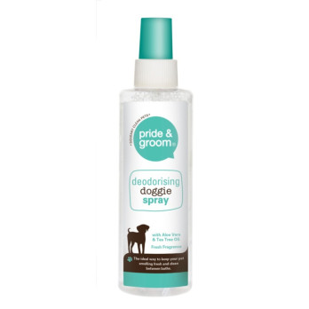 Pride & Groom Deodorising Spray 200ml eliminates dog odors long-lasting fragrance dries quickly