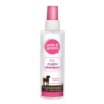 Pride & Groom Dry Shampoo Spray 200ml waterless spray cleans your dog's coat absorbs dirt and odors