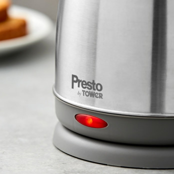 Tower Presto Kettle 1.8L Brushed Stainless Steel 2200W auto cut-off locking lid water gauge and indicator light