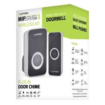 Lloytron 32 Melody Plugin Premium Door Chime Kit 200mbk 80dB volume visual alerts easy wireless setup