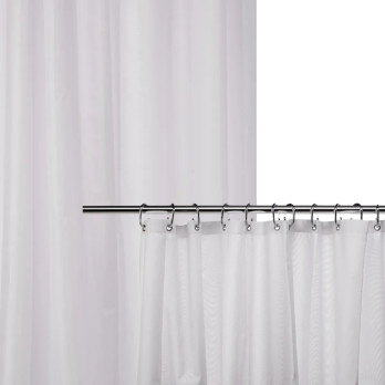 Croydex Textile Shower Curtain - Plain Polyester White