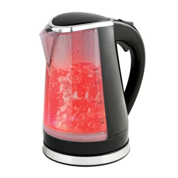 Quest Illuminated jug Kettle Black cordless 2200 Watt 1.7 litre capacity Dual LED Illumination