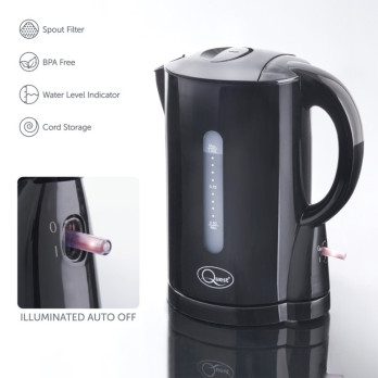 Quest 1L Jug Kettle Black 915-1080W indicator spout filter overheat protection