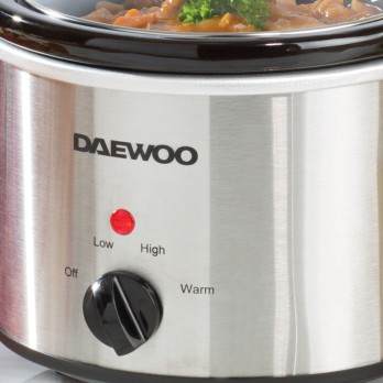 Daewoo Stainless Steel Slow Cooker 1.5L 3 heat settings 100W power