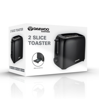 Daewoo Plastic Toaster 2 Slice Black - 700W power - 6 browning settings