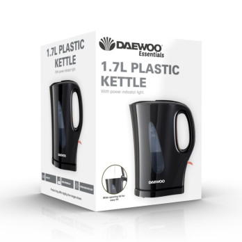 Daewoo Plastic Kettle 1.7L Black - 2.2KW power output - Auto-shut off