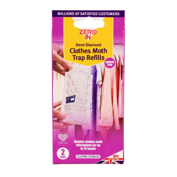 Zero In Demi-Diamond Clothes Moth Killer Refill - Twin Pack  24 weeks moth protection Chemical-free