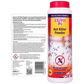 Zero In Ant Killer Powder 450g 25 square meters coverage indoors and out treatments