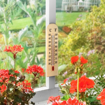 Ambassador Wooden Thermometer 12'' 30cm - Displays both Fahrenheit & Celsius