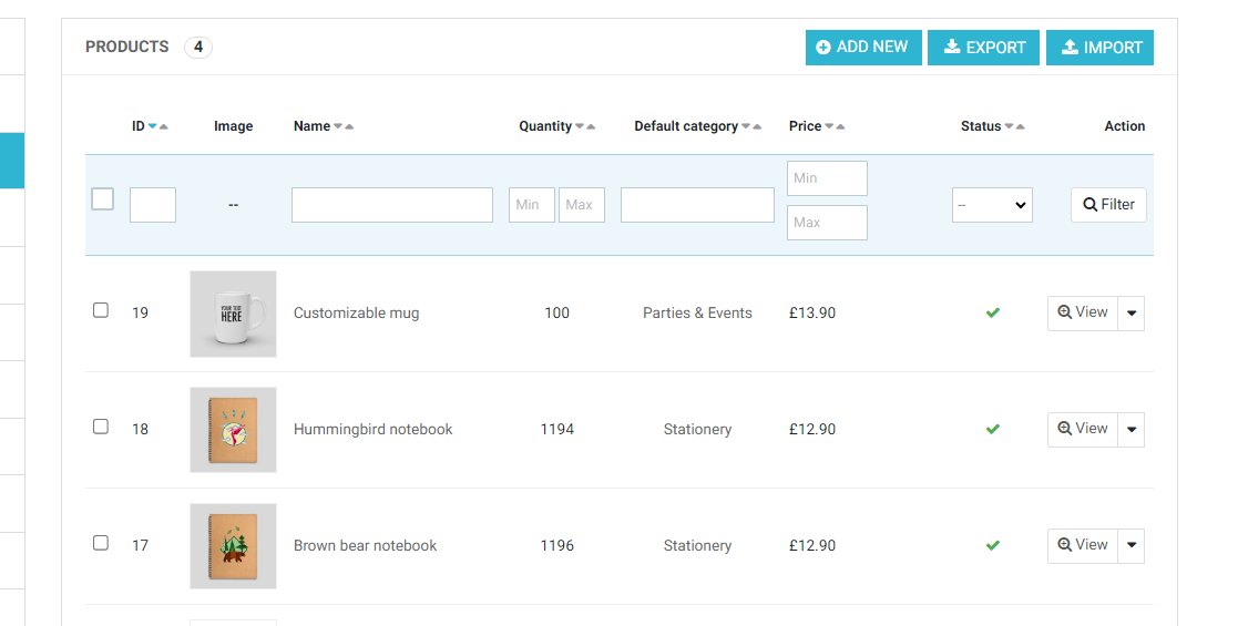 Scoopton Seller Dashbord product list